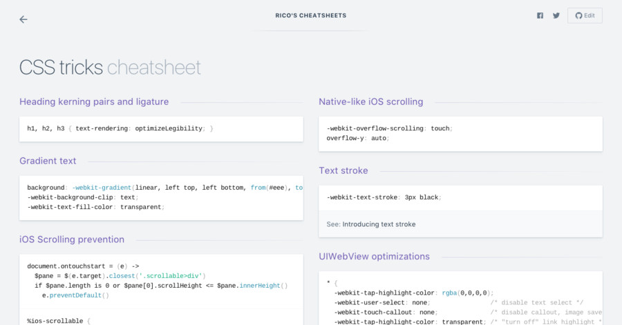 CSS Tricks Cheatsheet