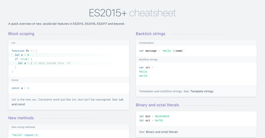 es2015 cheatsheet