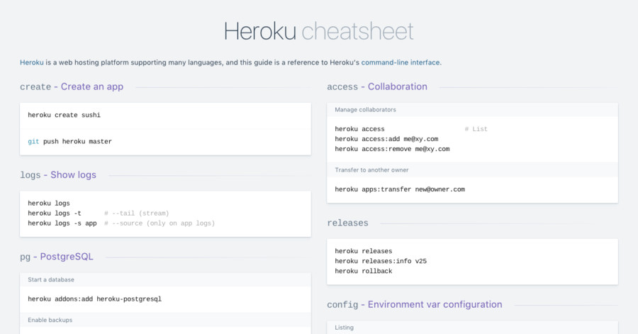 Heroku Cheatsheet