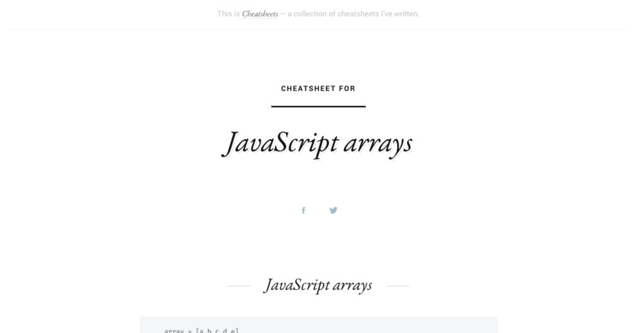 JavaScript Arrays cheatsheet