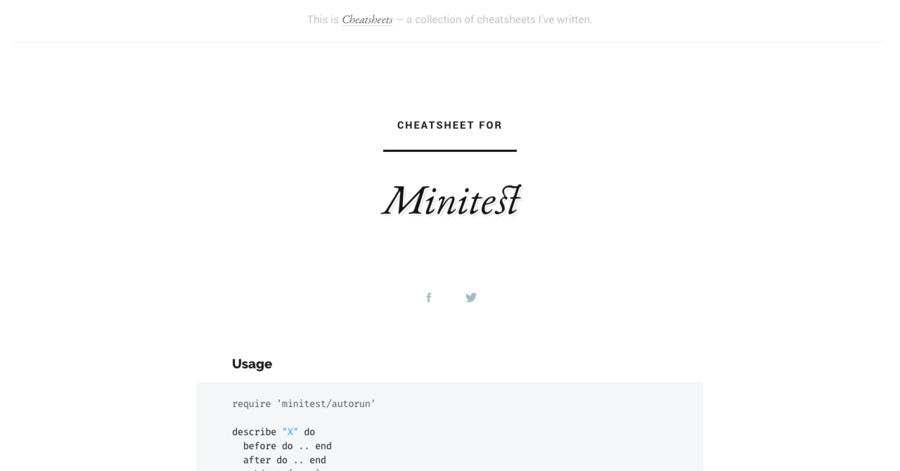 Minitest cheatsheet