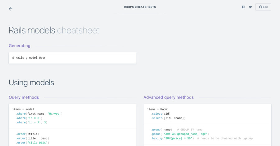 a javascript developer's guide to rails: what is... Rails models cheatsheet
