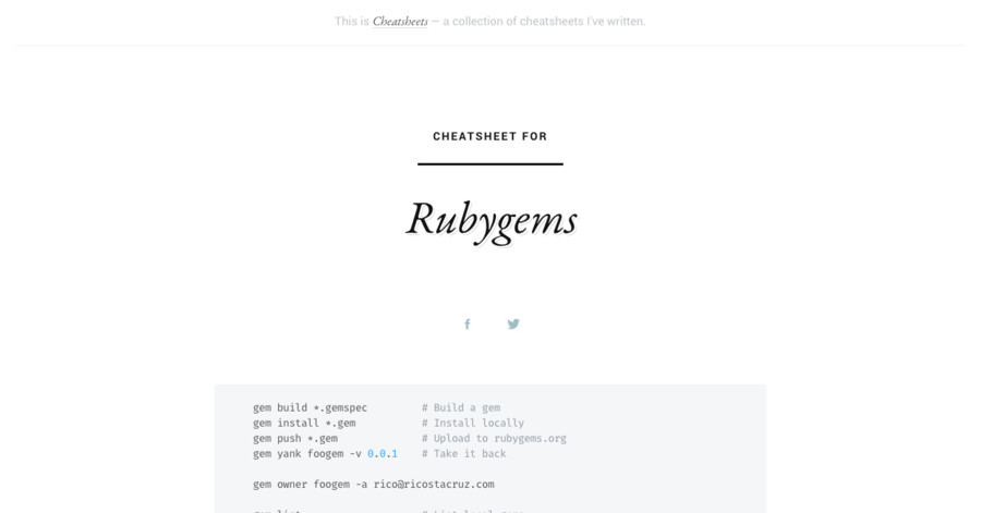 Rubygems cheatsheet