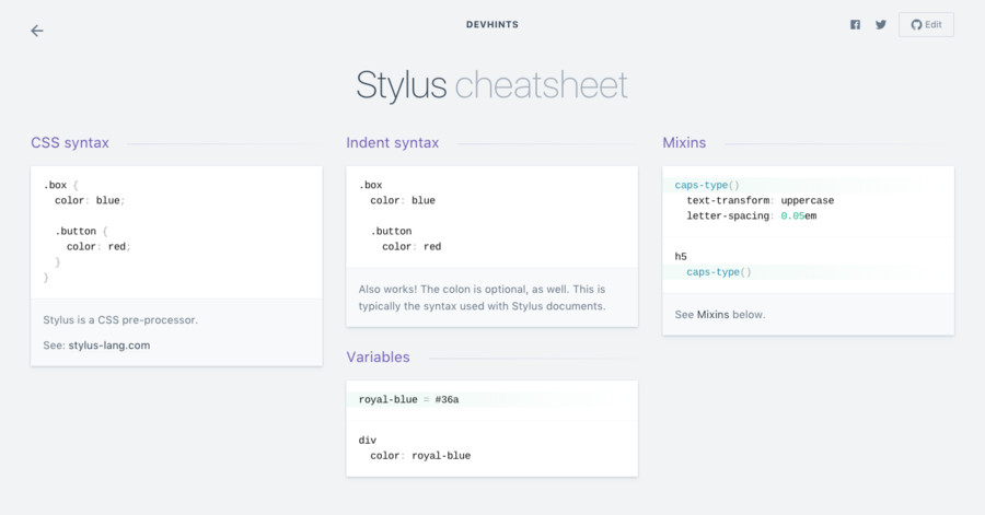 Stylus cheatsheet